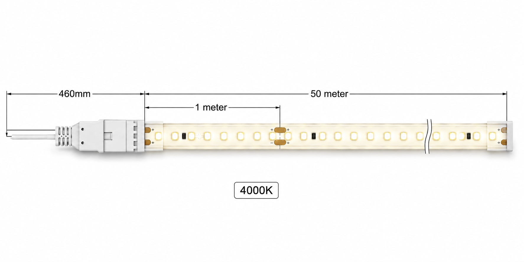 OSEAS LED Rope Light | 120 LEDs/M | 220V AC | 8W/M | 8mm PCB | IP65 Outdoor | 180° Viewing Angle | 50 Meter Roll | Pack of 1 image 3