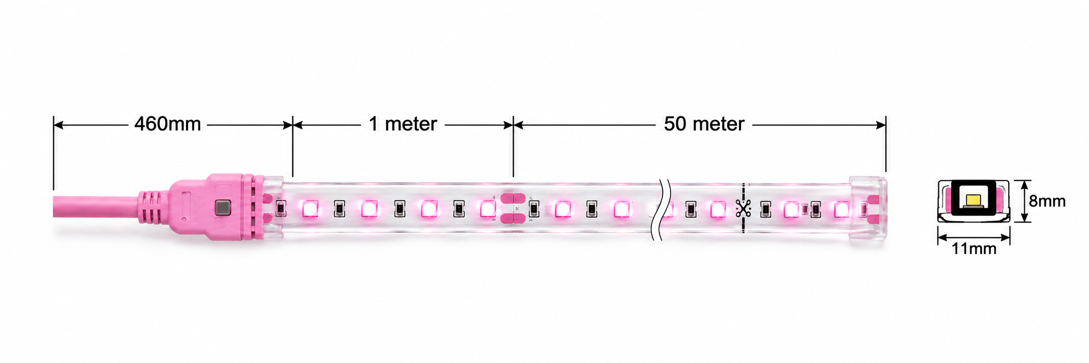 OSEAS LED Rope Light | 120 LEDs/M | 220V AC | 8W/M | 8mm PCB | IP65 Outdoor | 180° Viewing Angle | 50 Meter Roll | Pack of 1 image 5