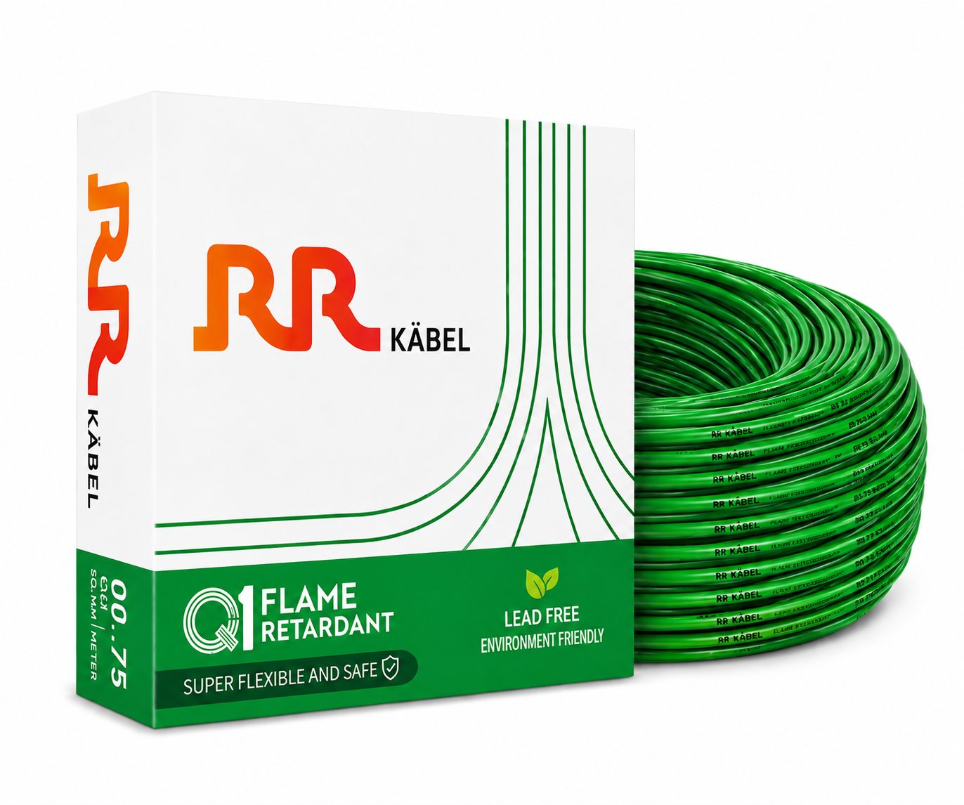 RR Kabel | Q1 Flame Retardant Cable | 0.75 Sq mm | Super Flexible Single Core | Current Rating: 9A Casing, 8A Concealed | 90m Coil | Pack of 1