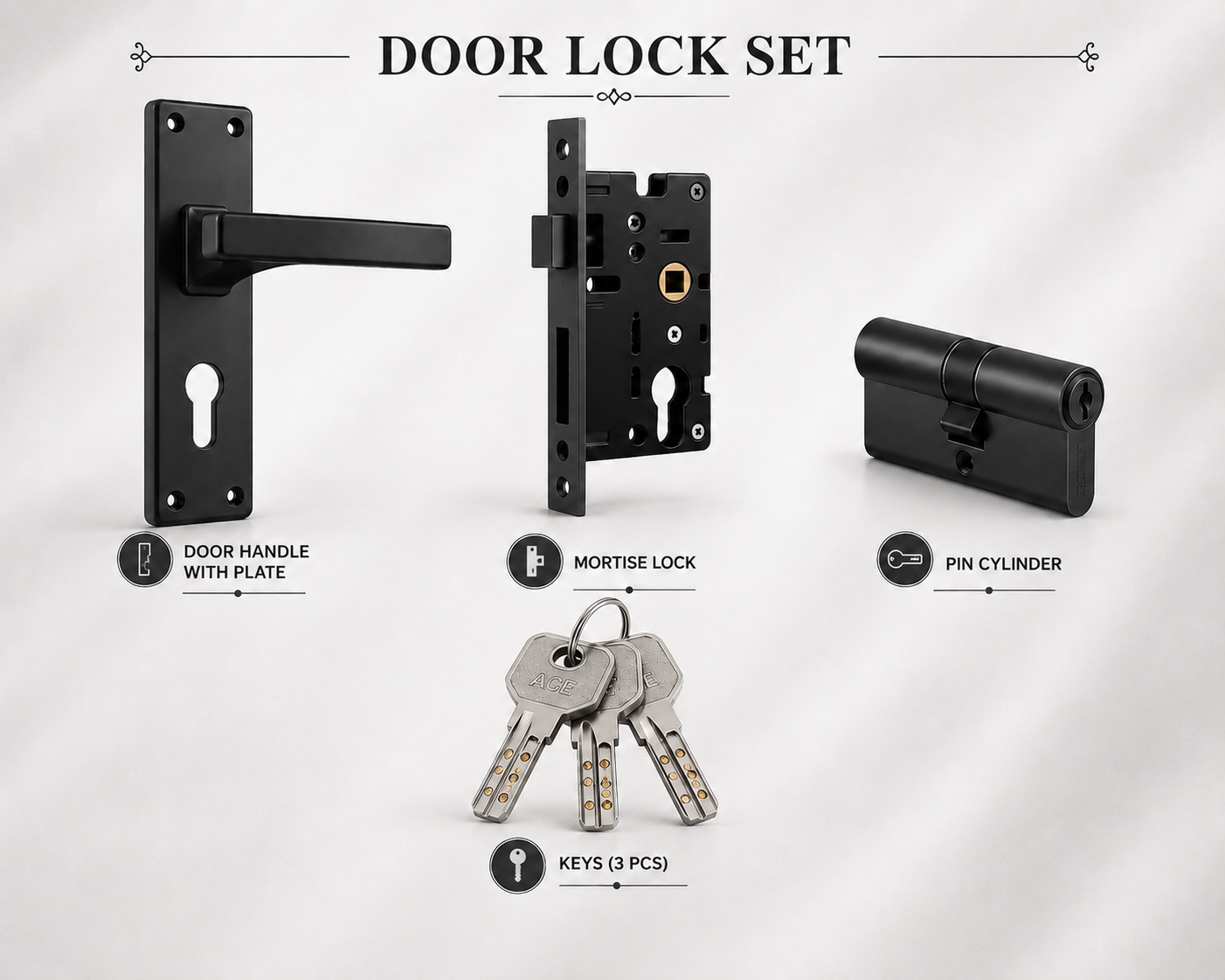 Zink Mortise Door Lock with Lever Handle | For Wooden Doors | Pack of 1 image 6