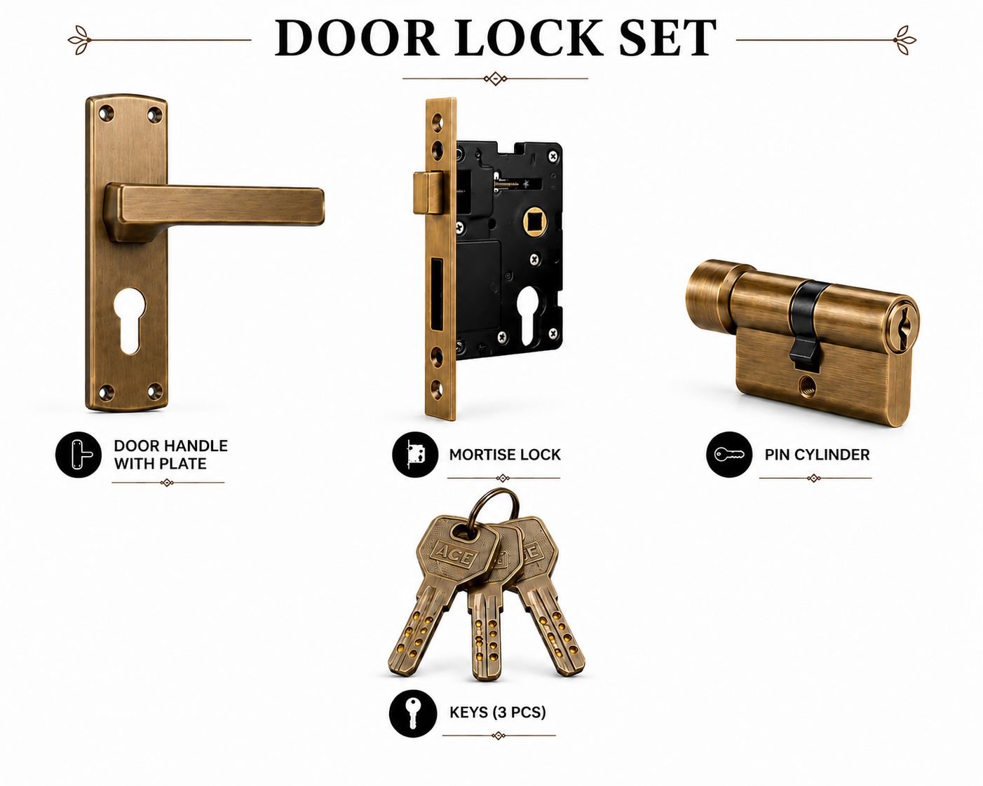 Zink Mortise Door Lock with Lever Handle | For Wooden Doors | Pack of 1 image 8