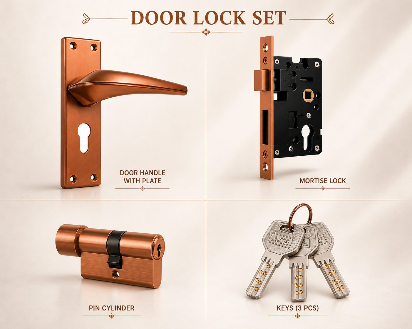 Zink Mortise Door Lock with Lever Handle | For Wooden Doors | Pack of 1 image 4