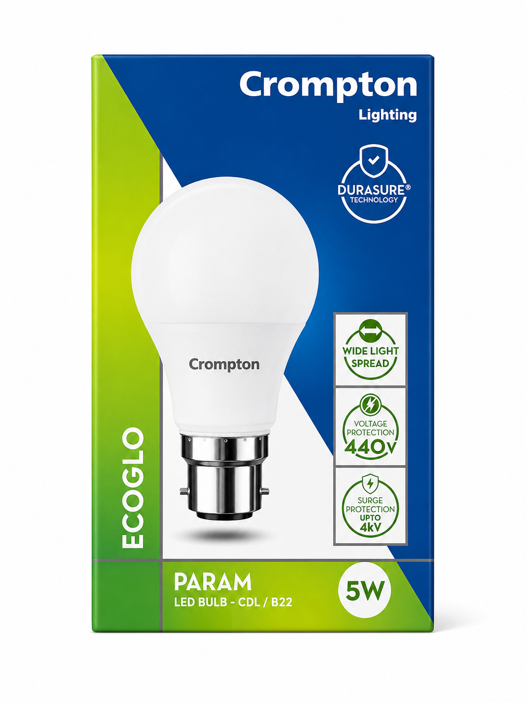 Crompton EcoGlo Param LED Bulb | B22 Base | Wide Light Spread | PACK 1 image 2