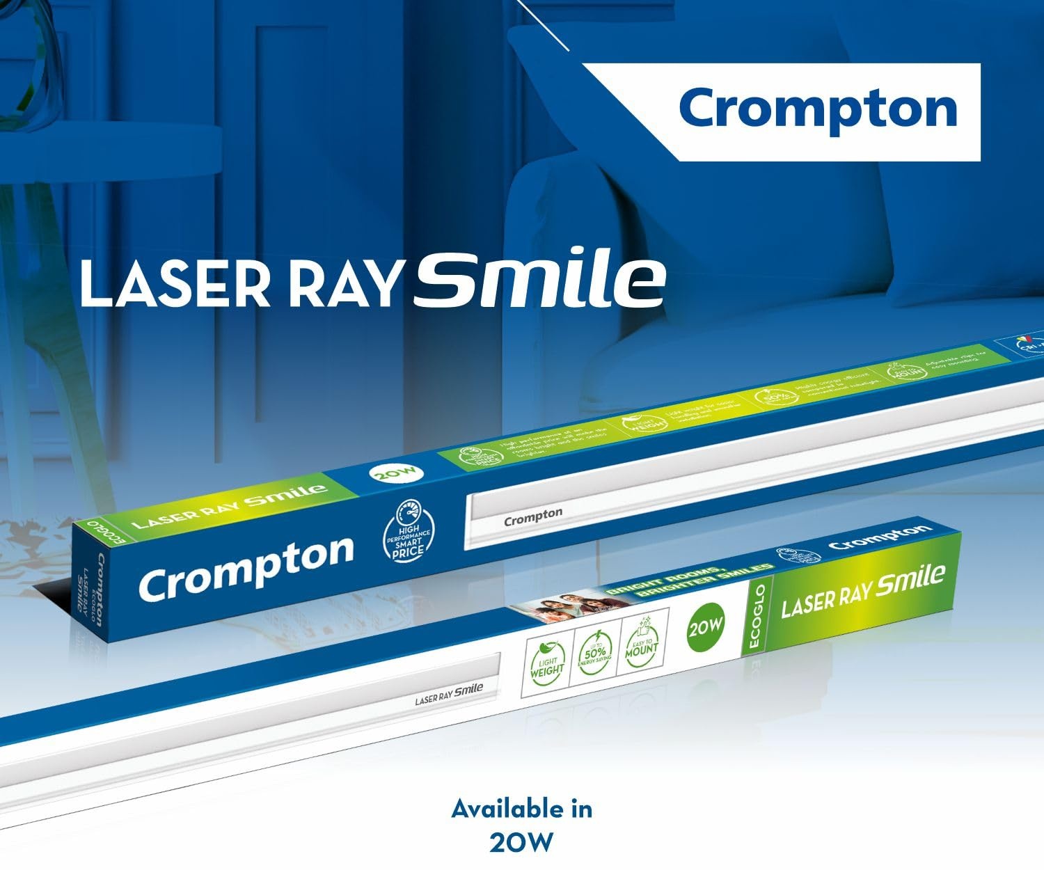 Crompton Laser Ray DMaxx LED Batten | PVC Body | Cool White | Pack of 1 image 2